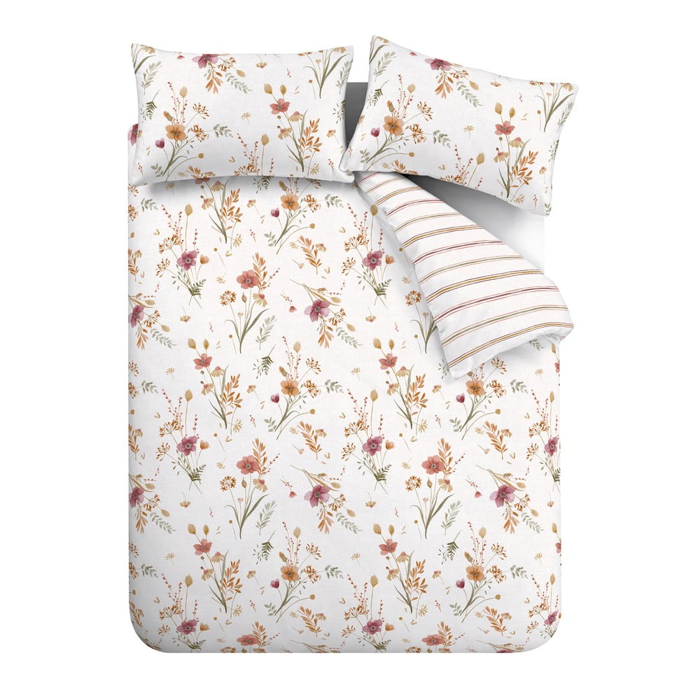  Lenjerie de pat albă din bumbac pentru pat de o persoană 135x200 cm Harvest Flowers – Catherine Lansfield 