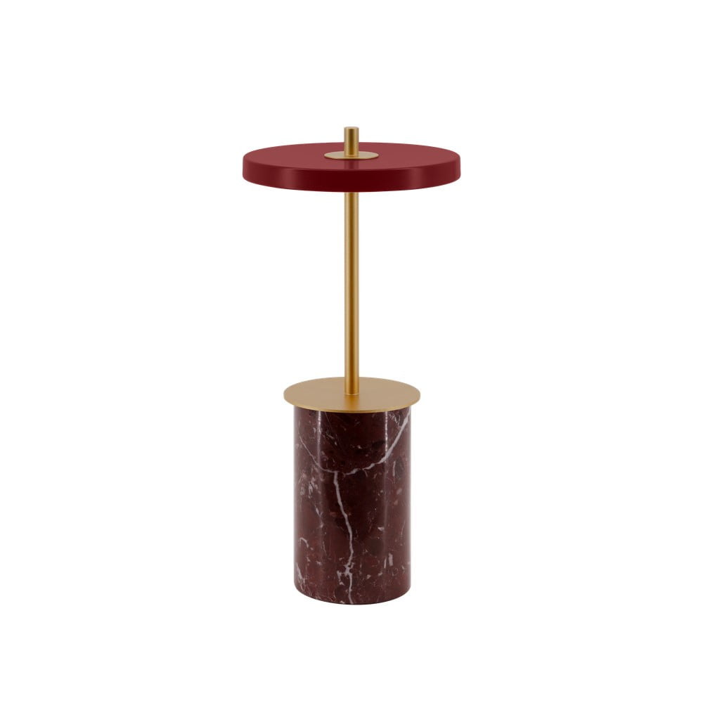 Veioză roșie LED cu intensitate reglabilă din marmură cu abajur din metal (înălțime 25,5 cm) Asteria Move Mini – UMAGE