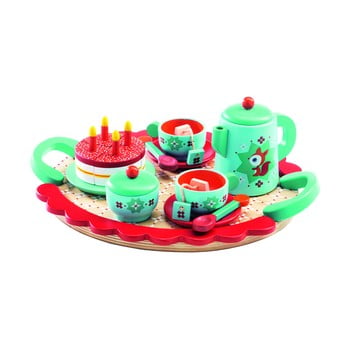 Set ceai cu accesorii din lemn djeco fox tea party