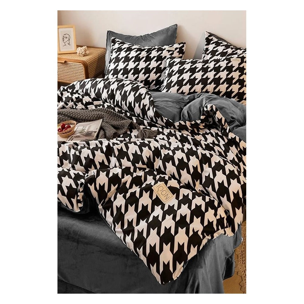 Lenjerie de pat negru-alb din bumbac pentru pat de o persoană/extins și cearceaf 160×220 cm – Mila Home 160x220 imagine noua