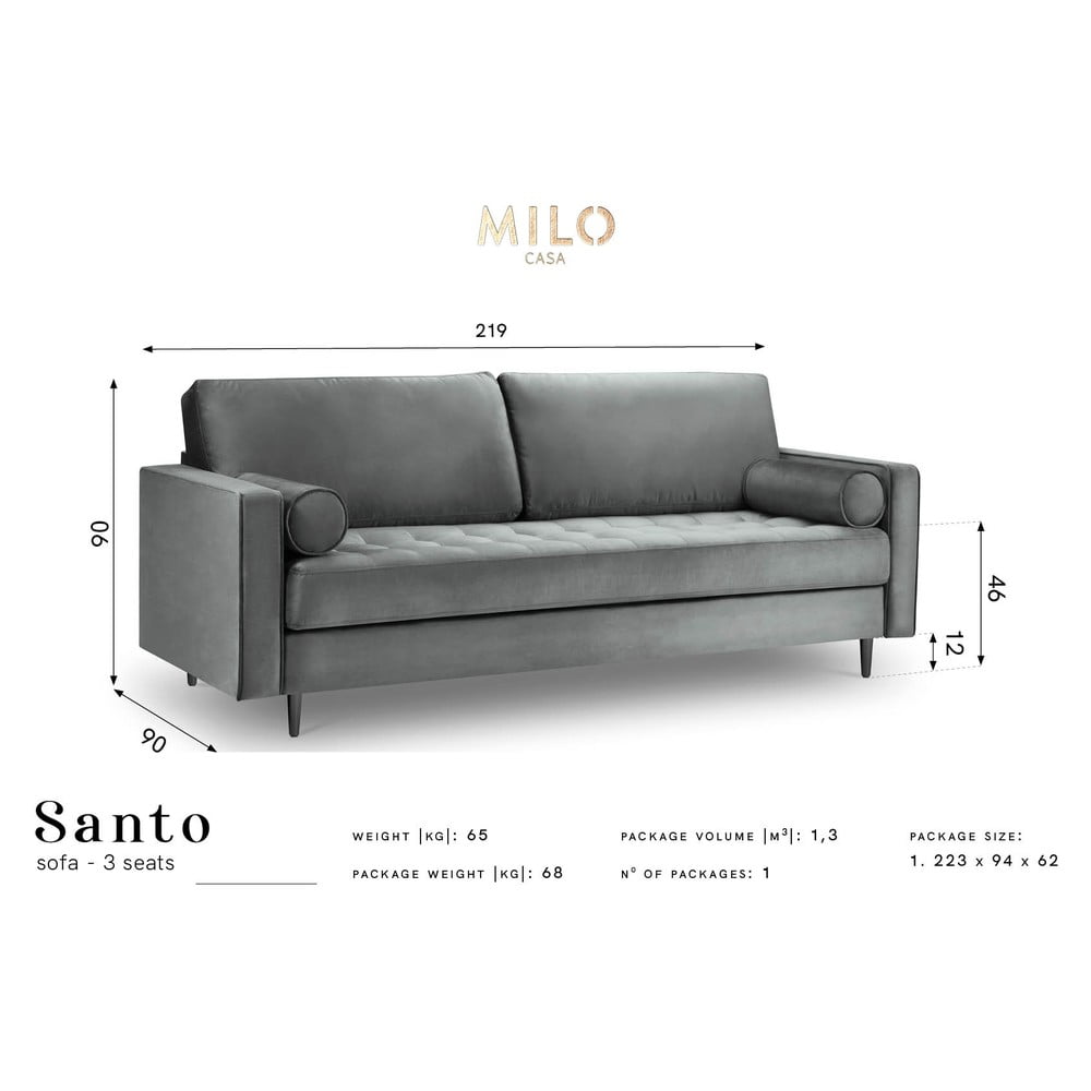 Canapea din catifea Milo Casa Santo, 219 cm, roșu 219 imagine noua somnexpo.ro