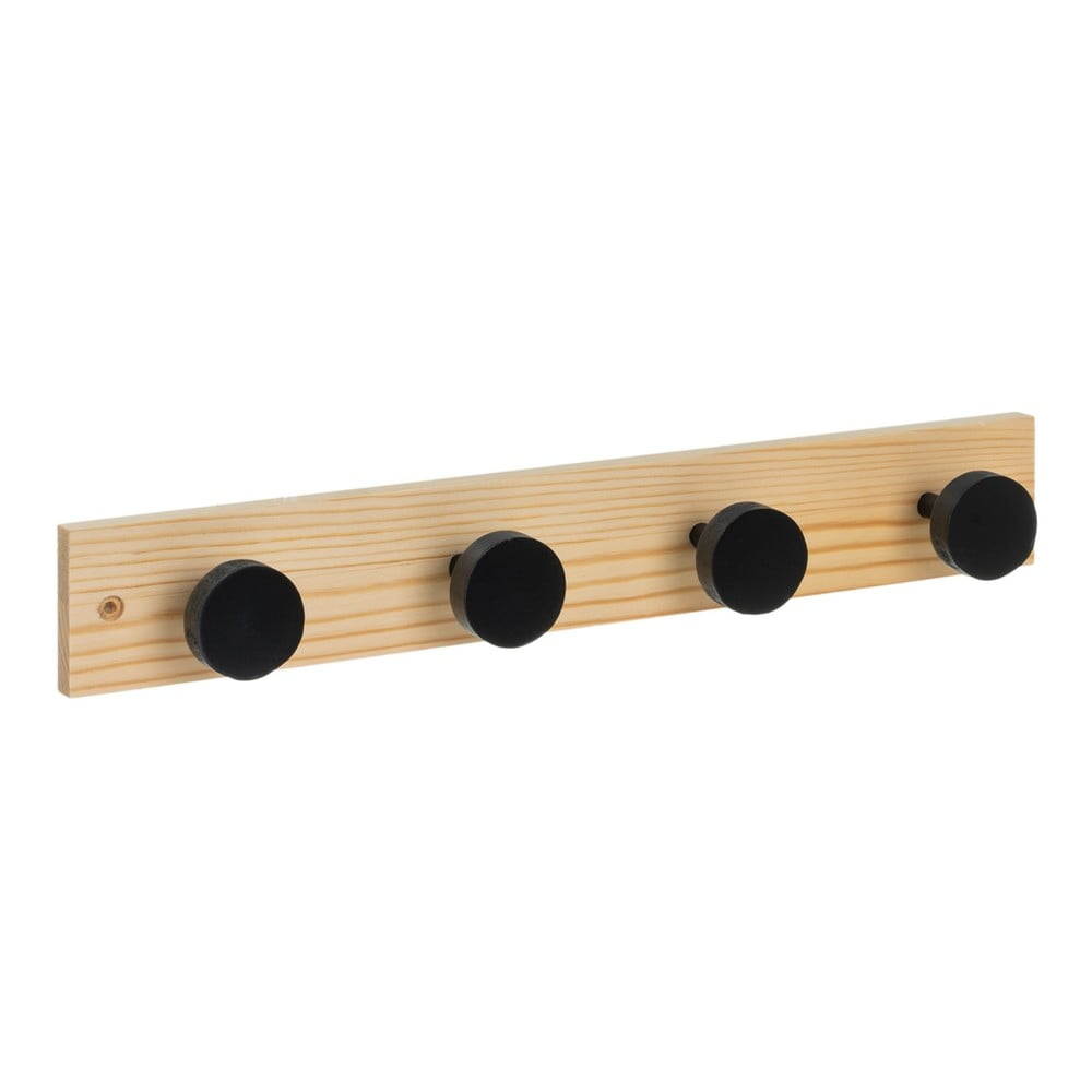 Cuier de perete negru/în culoare naturală din lemn de pin 40 cm Anillos – Casa Selección