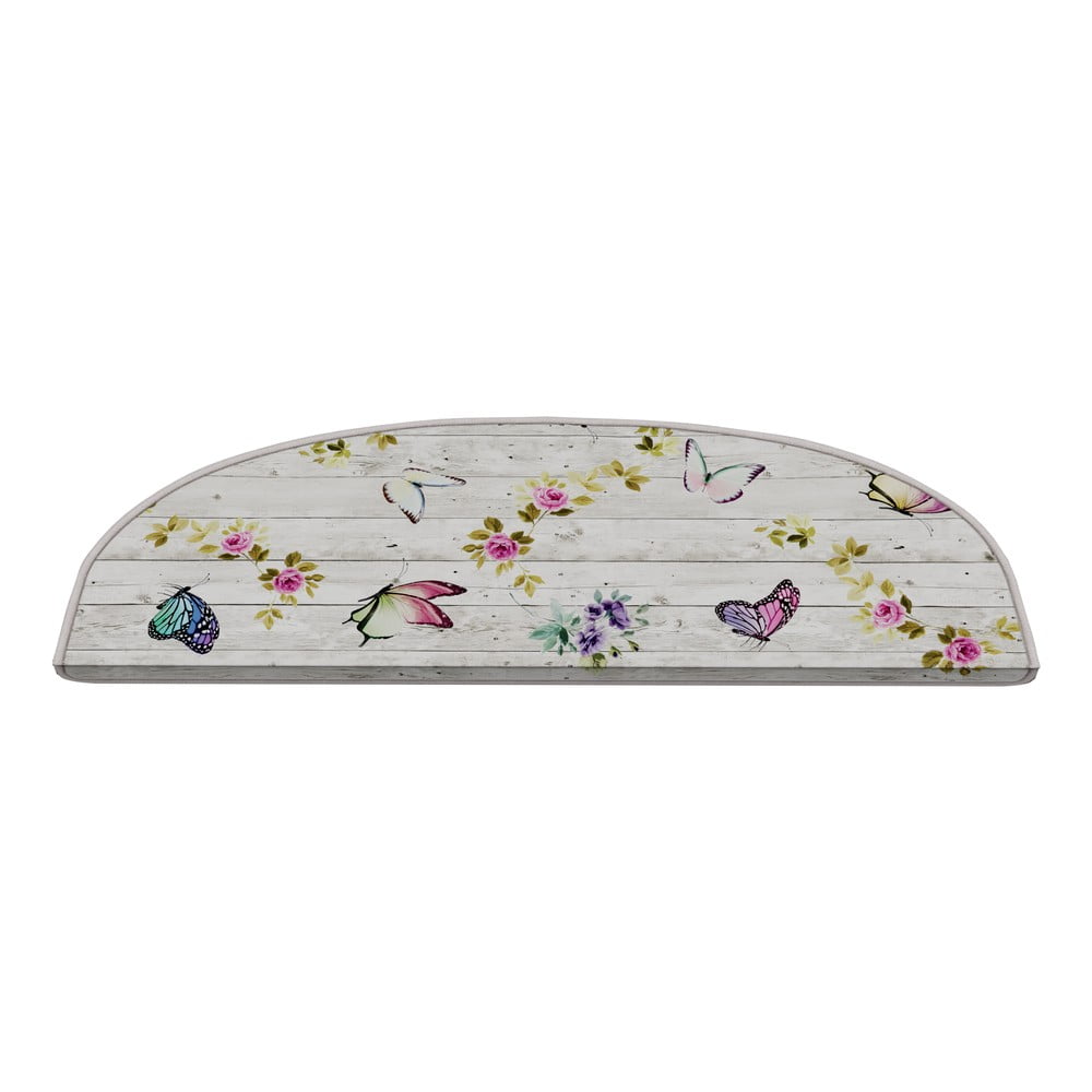 Covorașe pentru scări crem 16 buc. 20x65 cm Butterfly Life – Vitaus