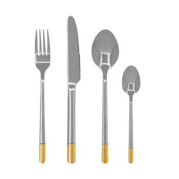 Set 16 tacâmuri din oțel inoxidabil premier housewares avie, argintiu - auriu