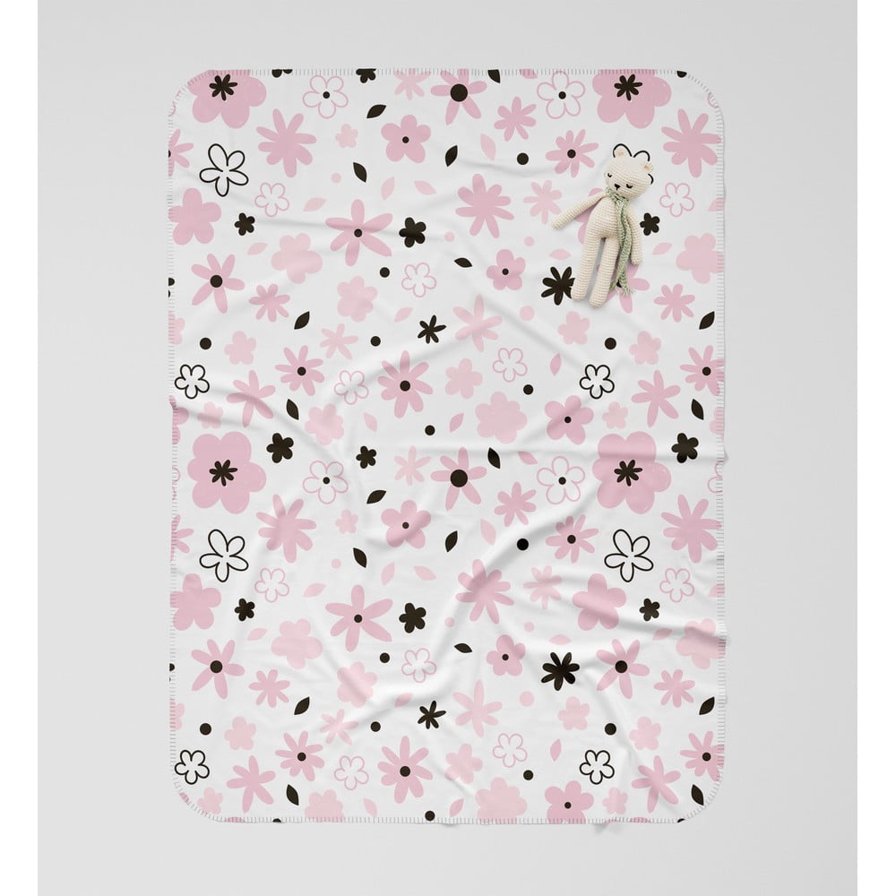 Pătură pentru copii albă/roz 85x125 cm – oyo kids