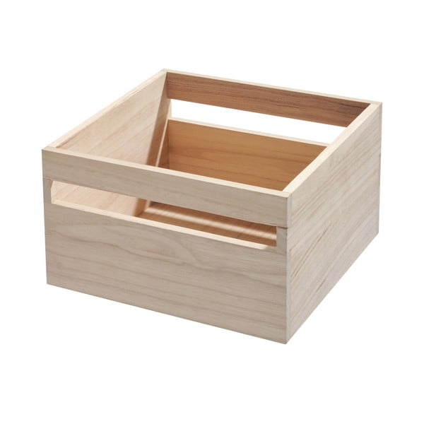 Cutie depozitare din lemn paulownia iDesign Eco Wood,  25,4 x 25,4 cm