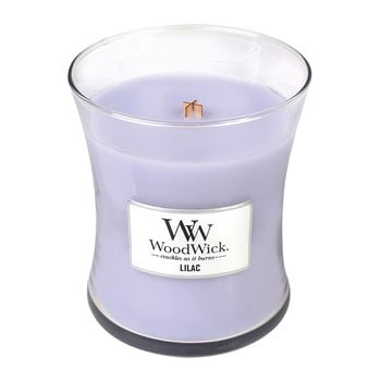 Lumânare parfumată woodwick, cu aromă de liliac, 55 ore