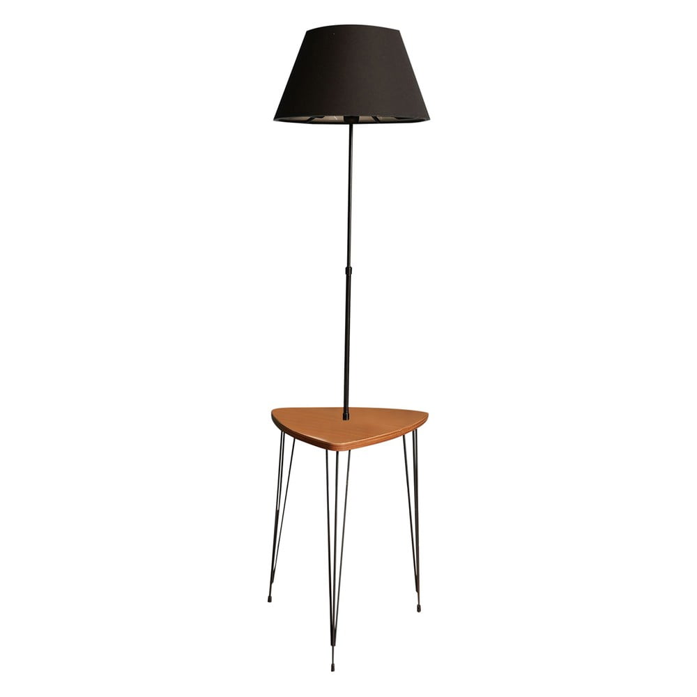 Lampadar negru/în culoare naturală cu abajur textil (înălțime 147 cm) – Opviq lights