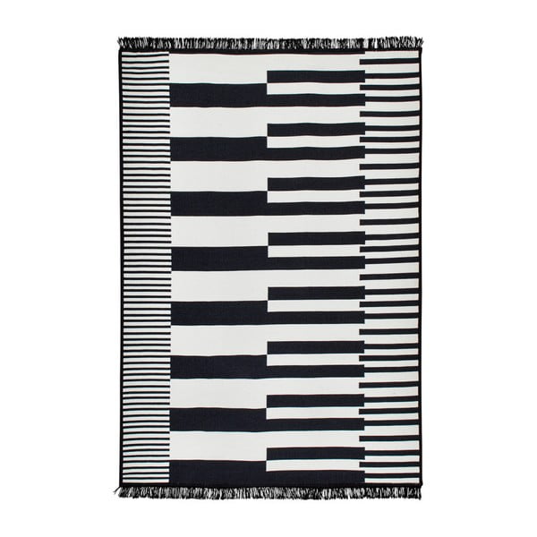 Covor reversibil Cihan Bilisim Tekstil Klotho, 120 x 180 cm, alb-negru