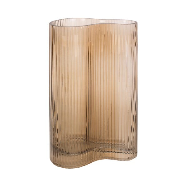 Vază din sticlă PT LIVING Wave, înălțime 27 cm, maro deschis