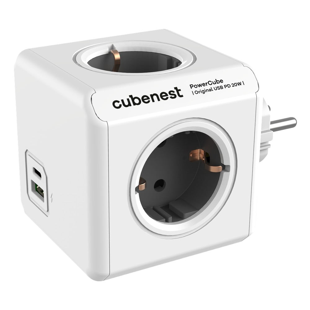 Priză 12 cm PowerCube Original USB Schuko – Cubenest