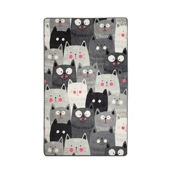 Covor antiderapant pentru copii chilai cats, 140 x 190 cm, gri