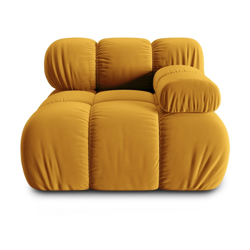 Modul pentru canapea galben cu tapițerie din catifea (cu colț pe partea dreaptă) Bellis – Micadoni Home