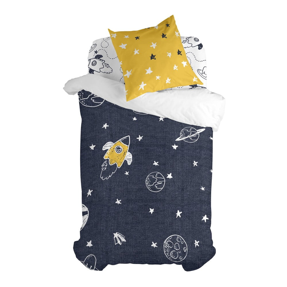 Lenjerie de pat din bumbac pentru copii, pentru pat de o persoană Mr. Fox Starspace, 140 x 200 cm bonami.ro imagine 2022