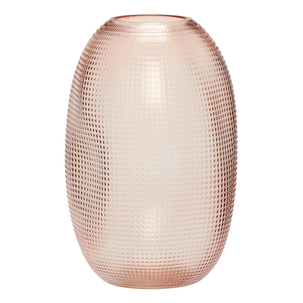 Vaza din sticla HÃ¼bsch Glam, inaltime 20 cm, roz