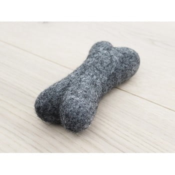 Jucărie în formă de os pentru animale, din lână wooldot pet bones, lungime 14 cm, antracit
