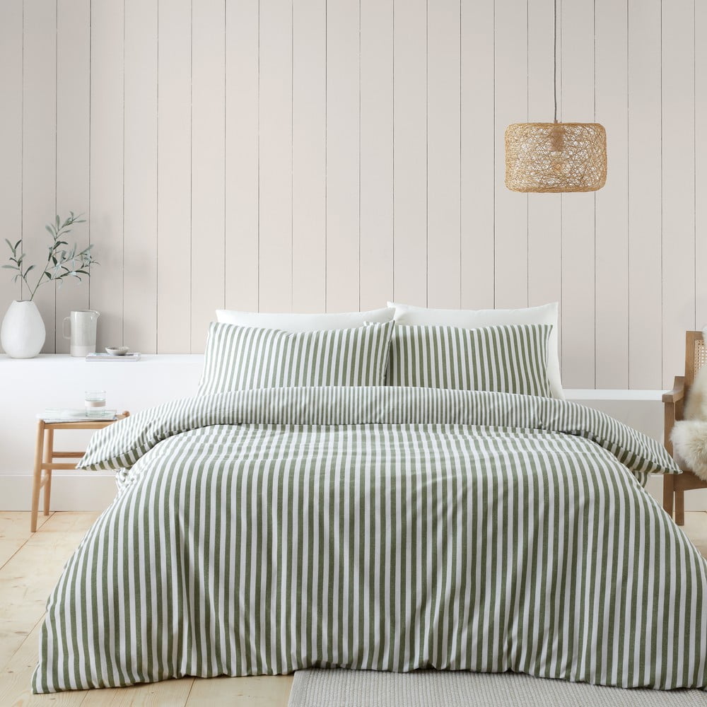 Lenjerie de pat verde din flanelă pentru pat dublu 200×200 cm – Catherine Lansfield 200x200 imagine noua
