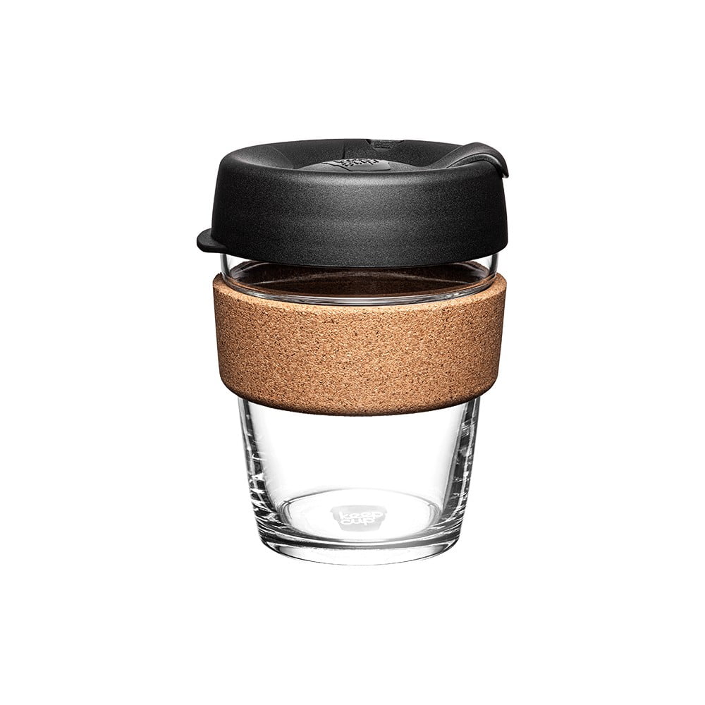 Cană de voiaj neagră/maro 340 ml Brew Cork Black M – KeepCup