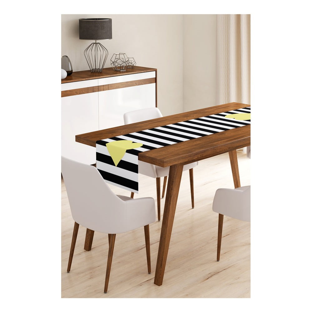 Napron din microfibră pentru masă Minimalist Cushion Covers Stripes with Yellow Heart, 45 x 140 cm bonami.ro