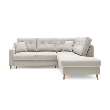 Colțar extensibil cu șezlong pe partea dreaptă bobochic paris sweden, 234 cm, crem