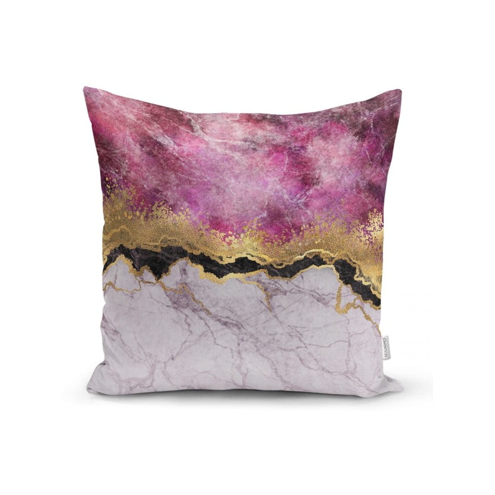 Față de pernă Minimalist Cushion Covers Marble With Pink And Gold, 45 x 45 cm