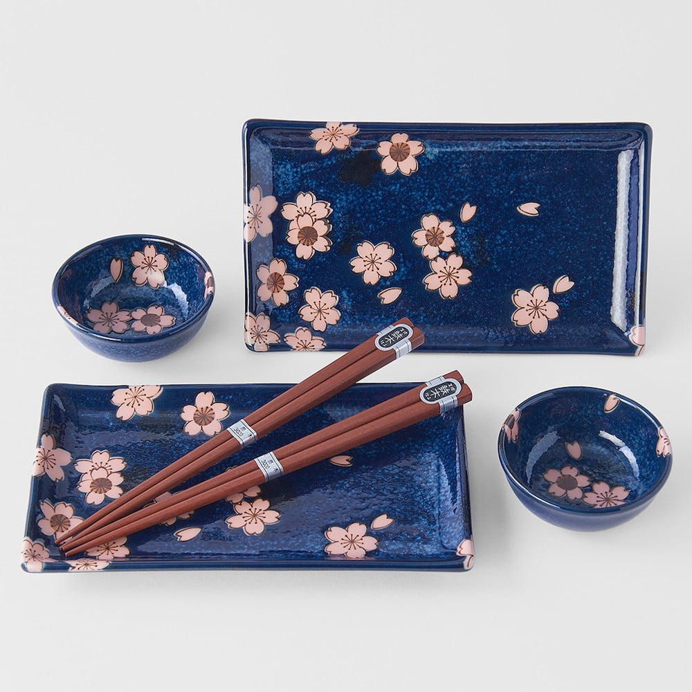 Set 6 farfurii de sushi din ceramică MIJ Sakura, albastru bonami.ro