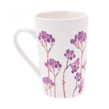 Cană din poțelan cu motive florale dakls, volum 0,4 l, violet - alb