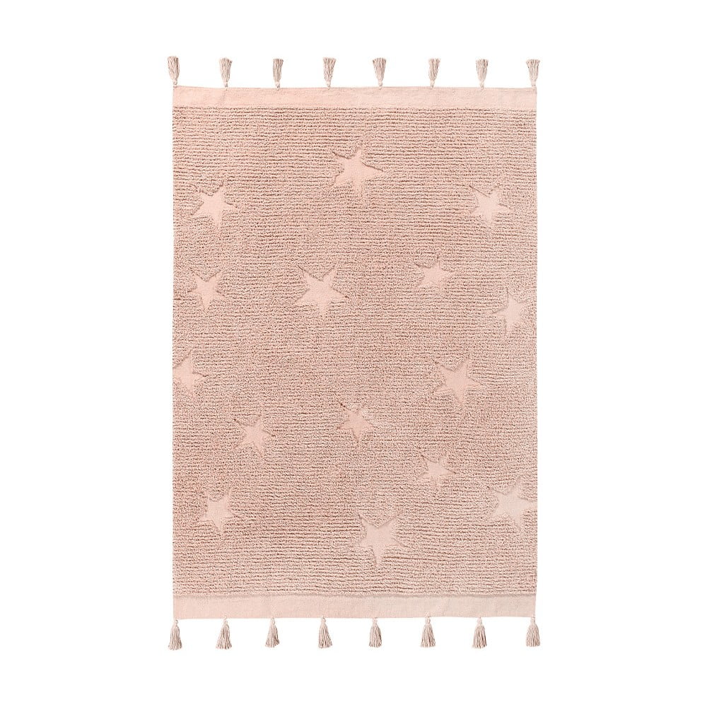 Covor pentru copii roz lavabil/țesut manual din bumbac 120x175 cm Hippy Stars Vinatge Nude – Lorena Canals