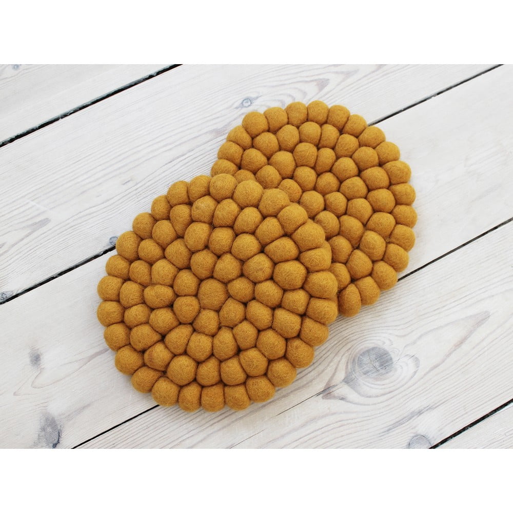 Suport pahar, cu bile din lână Wooldot Ball Coaster, ⌀ 20 cm, galben muștar bonami.ro