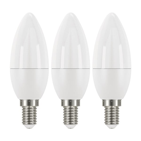 Set 3 becuri cu LED EMOS Classic Candle Warm White, 6W E14