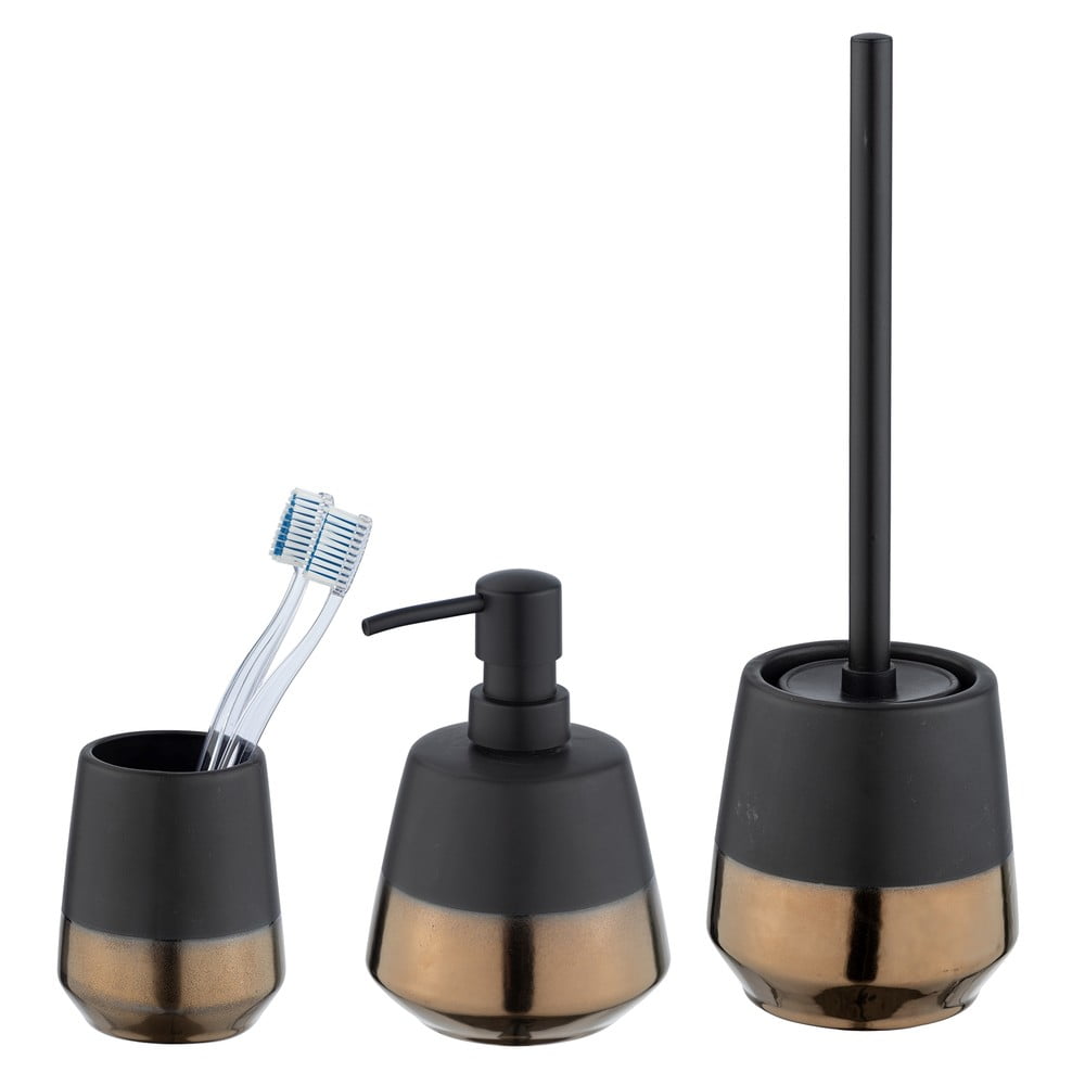 Set de accesorii de baie negru din ceramică Brandol – Wenko