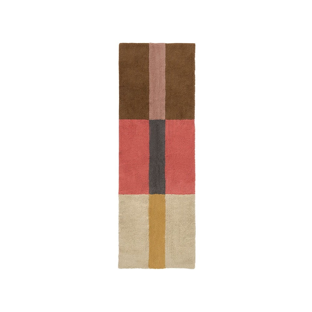 Covor tip traversă țesut manual din lână 80x230 cm Chroma Spiced Coral – Lorena Canals