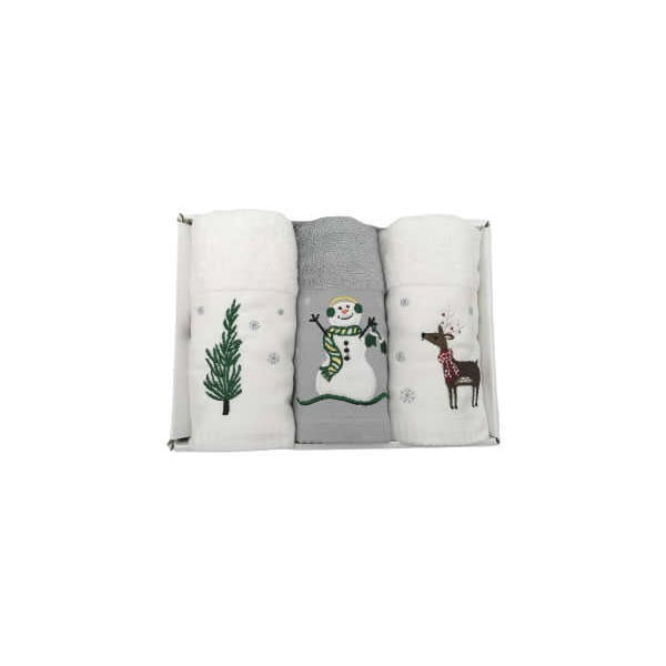 Set de 3 prosoape din bumbac cu model de Crăciun Armada Merry, 45 x 70 cm