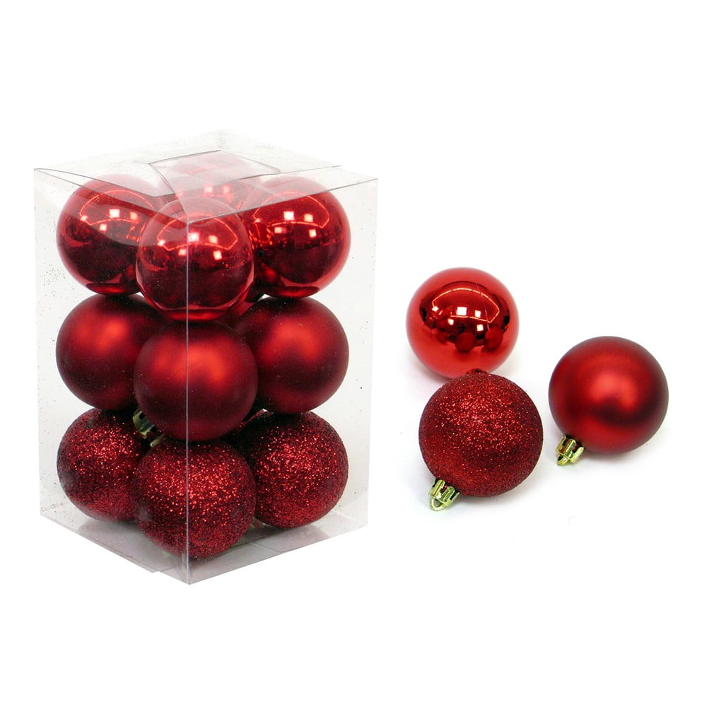 Set 12 globuri roșii de Crăciun Navidad Unimasa, ø 4 cm