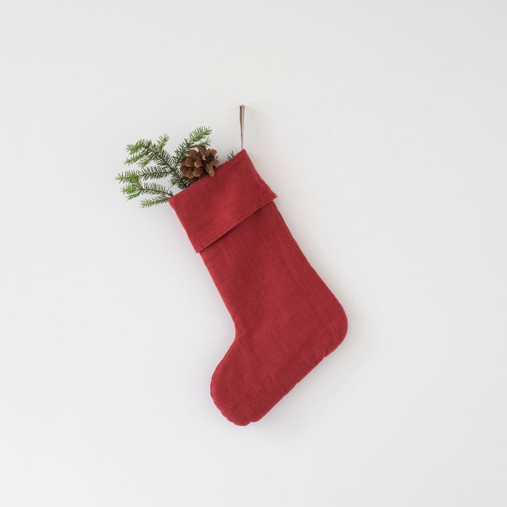 Decorațiune din in pentru Crăciun Linen Tales Christmas Stocking, roșu bonami.ro imagine 2022
