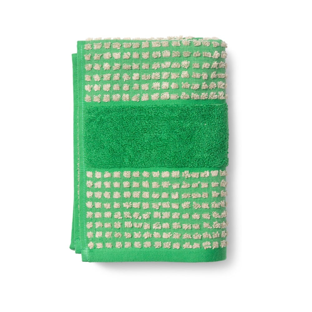  Prosop verde/bej din bumbac organic 50x100 cm Check – JUNA 