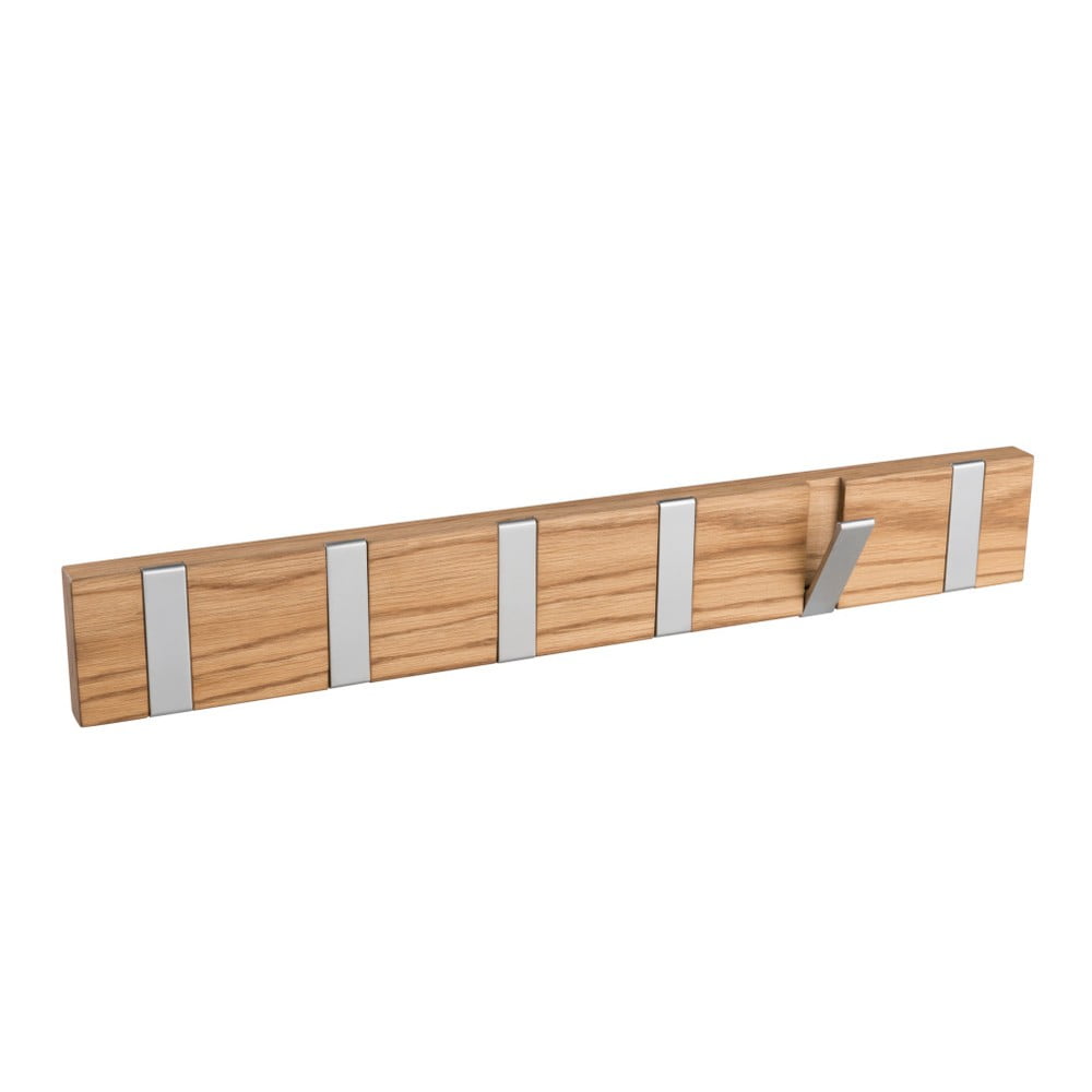 Cuier din lemn de stejar cu 6 agățători pliabile Rowico Confetti, natural