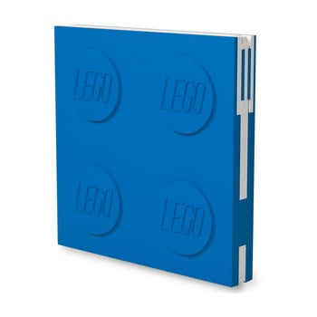 Jurnal pătrat cu pix cu gel lego®, 15,9 x 15,9 cm, albastru