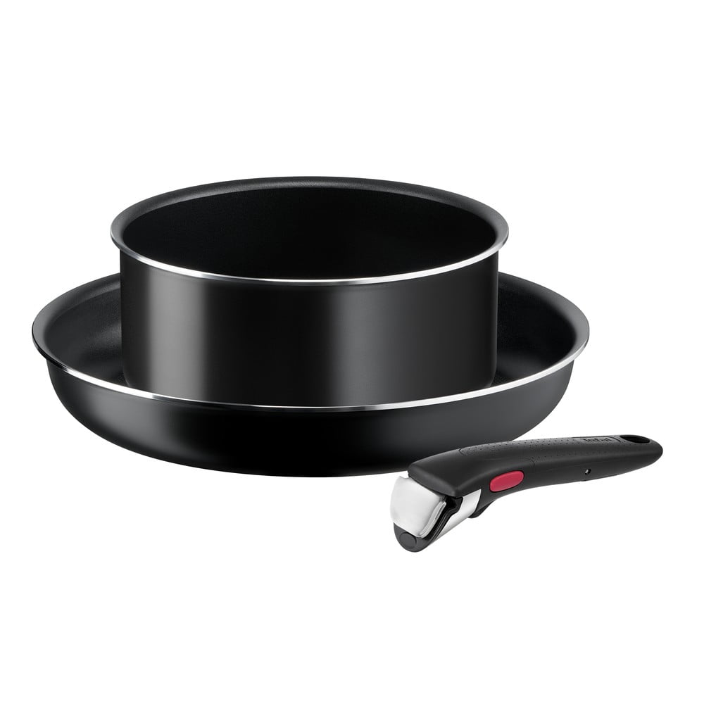 Set de vase pentru gătit 3 buc. din aluminiu Ingenio Easy Cook & Clean Black – Tefal