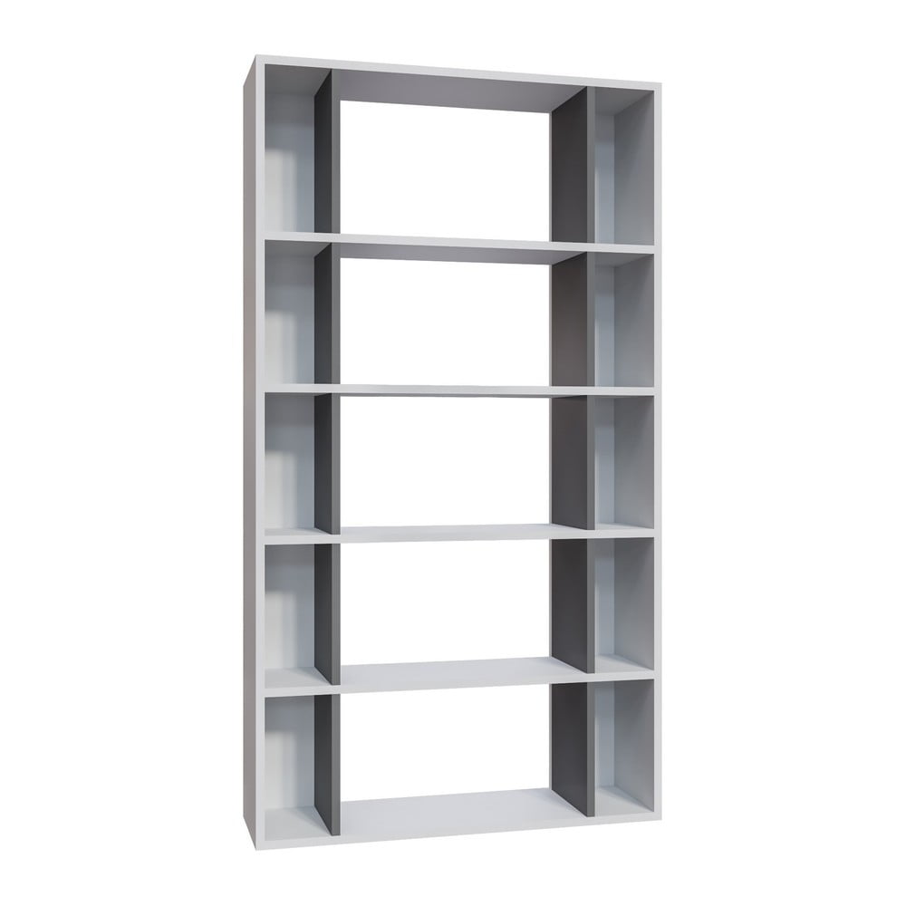  Bibliotecă albă/gri 90x164 cm Sanborn – Kalune Design 