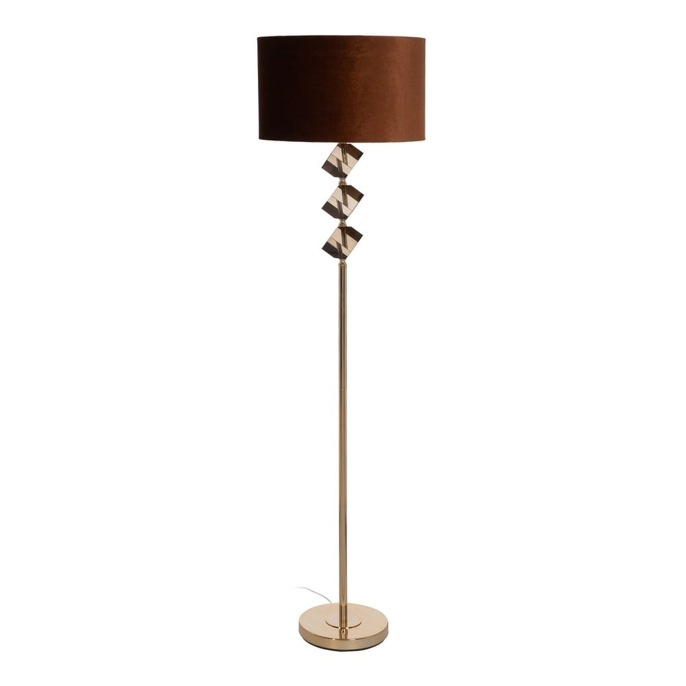 Lampadar maro/auriu cu abajur textil (înălțime 163 cm) – Ixia