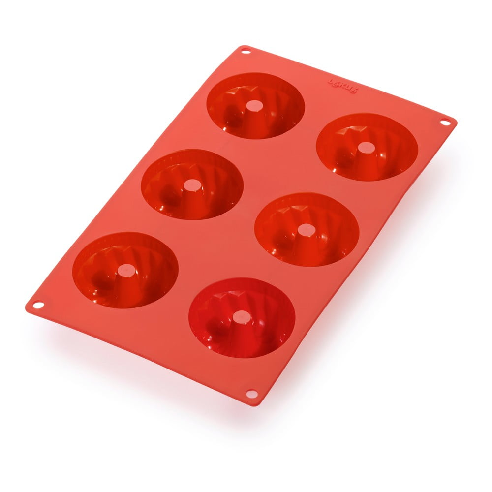 Formă din silicon pentru 6 mini pandișpane Lékué, roșu