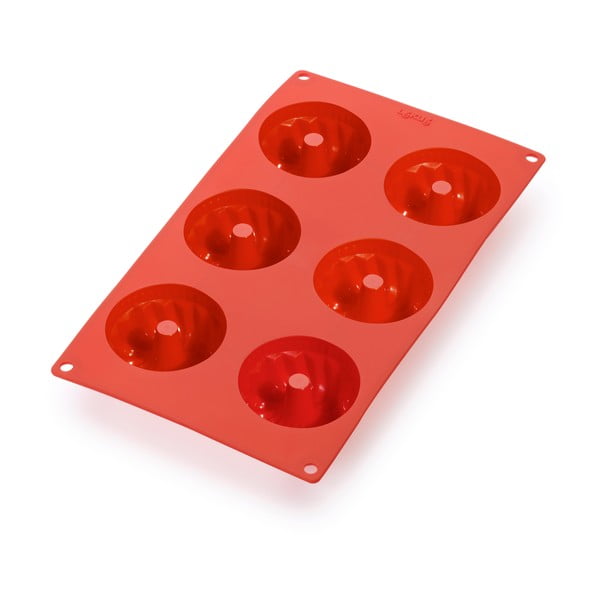 Formă din silicon pentru 6 mini pandișpane Lékué, roșu