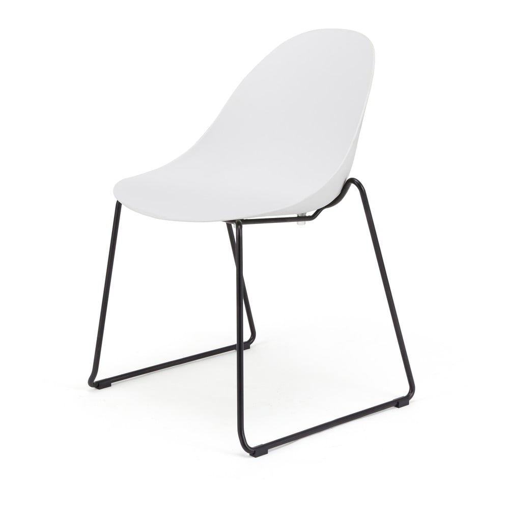 Set 2 scaune dining cu picioare negre Bonami Selection Viva, alb alb