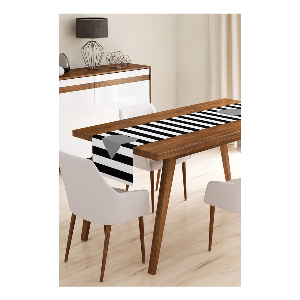 Napron din microfibră pentru masă Minimalist Cushion Covers Stripes with Grey Heart, 45 x 140 cm bonami.ro imagine 2022