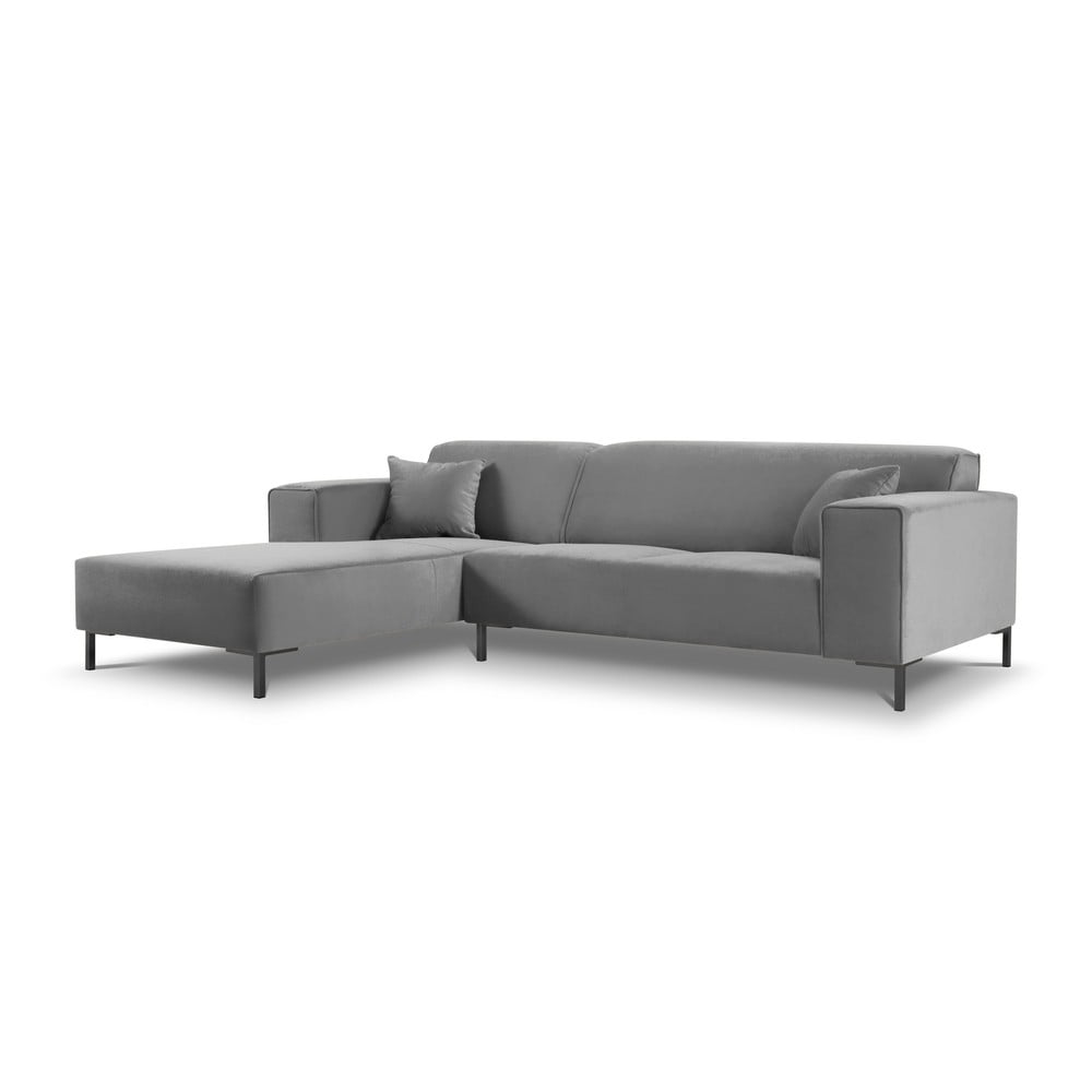 Colțar din catifea cu extensie pe partea stângă cosmopolitan design siena, gri deschis