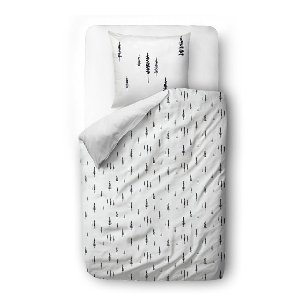 Lenjerie de pat albă din bumbac satinat 140×200 cm Forest – Butter Kings 140x200 imagine noua