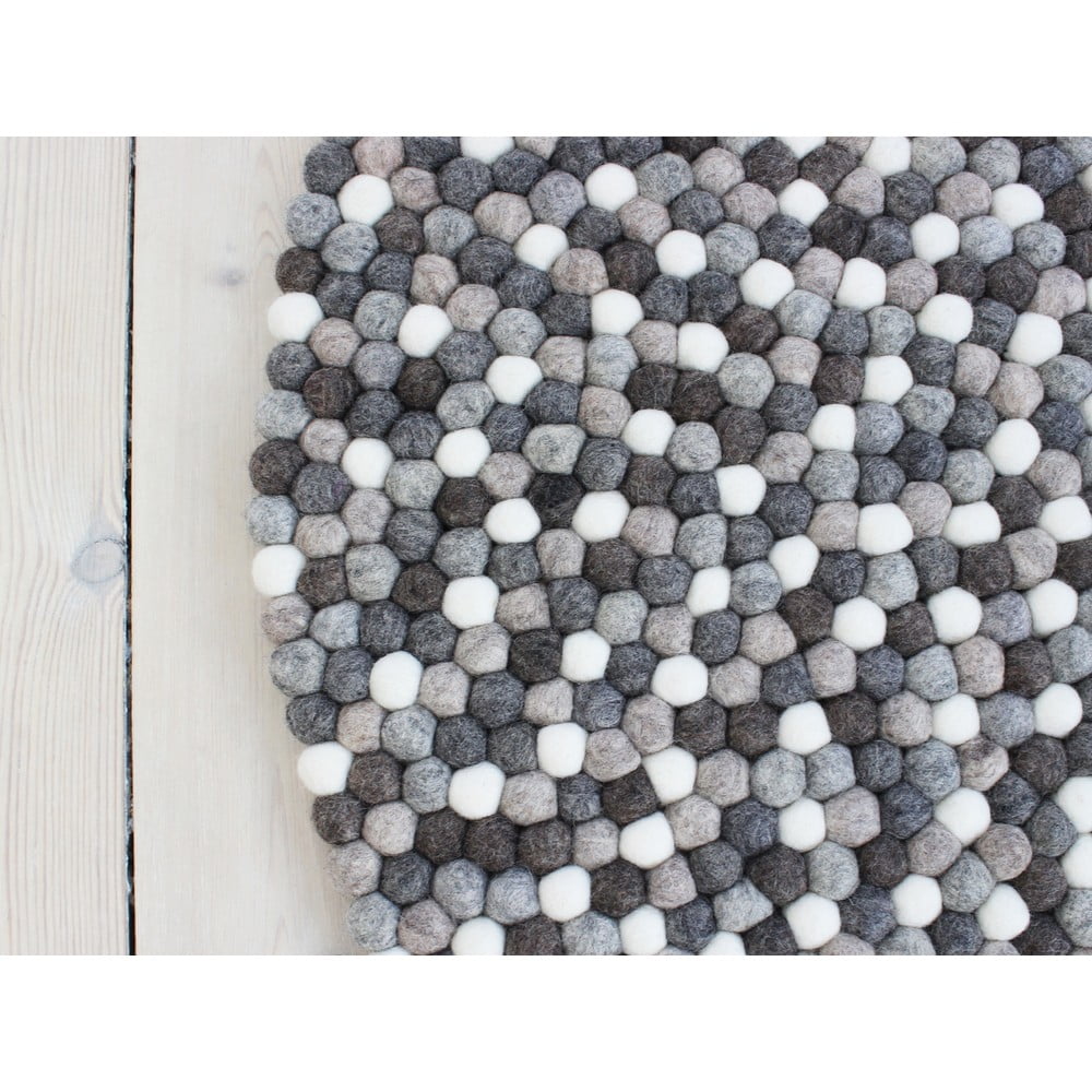 Covor cu bile din lână Wooldot Ball Rugs, ⌀ 90 cm, alb – gri bonami.ro