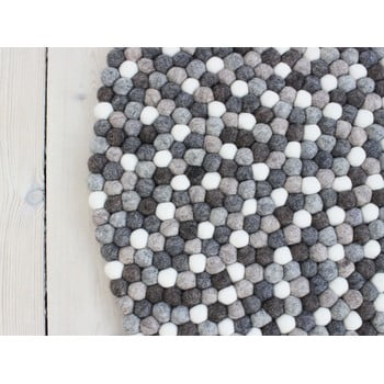 Covor cu bile din lână wooldot ball rugs, ⌀ 120 cm, alb - gri