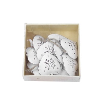 Set 10 decorațiuni suspendate ego dekor heart, alb